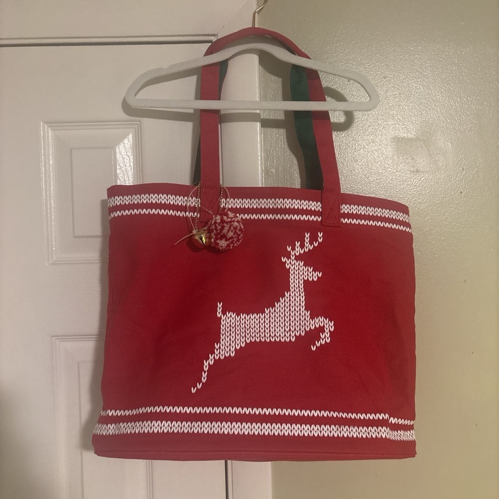Festive Red Reindeer Tote Bag